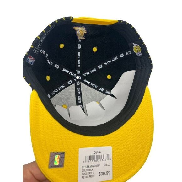 NEW Ultra Game NBA LOS ANGELES LAKERS 1948 Snapback Hat Black w/ Gold Pinstripes - Picture 9 of 9